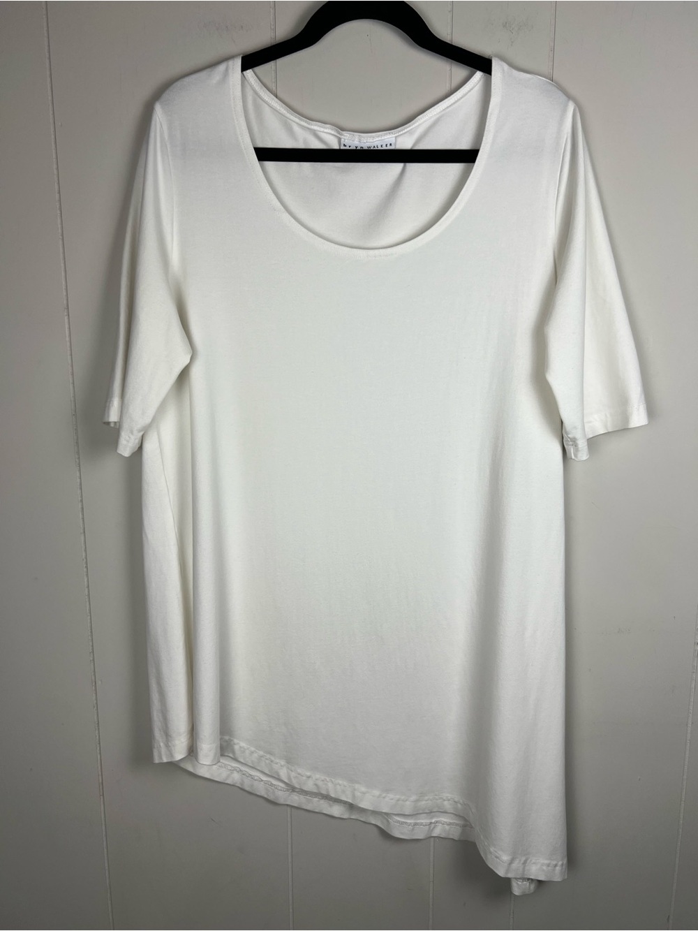 Bryan Walker Ivory Bamboo Asymmetric Tunic  Minimalist Size Large